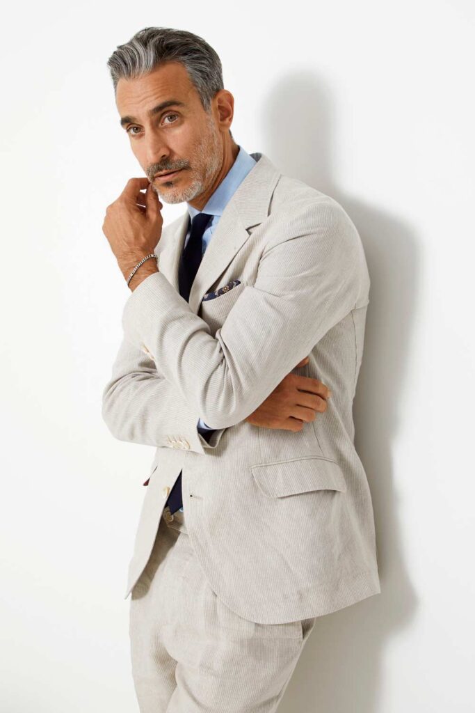modello argentino, modello internazionale, fashion model, modello over 40, grey model, Dan John, Brunello Cucunelli