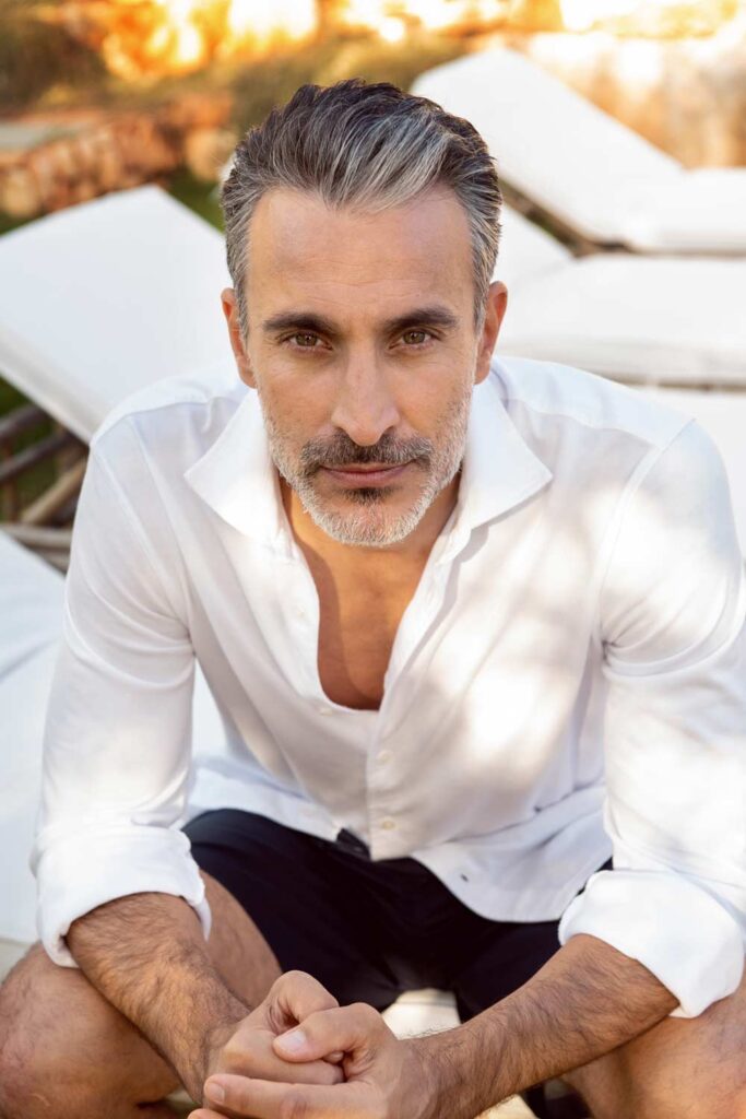 modello argentino, modello internazionale, fashion model, modello over 40, grey model, Dan John, Brunello Cucunelli